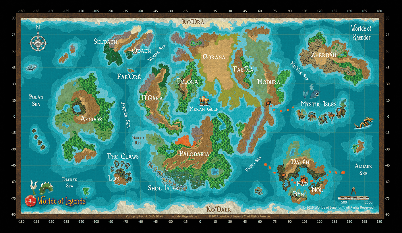 Worlde of Legends™ KAENDOR™ Worlde Map - TERRAIN
